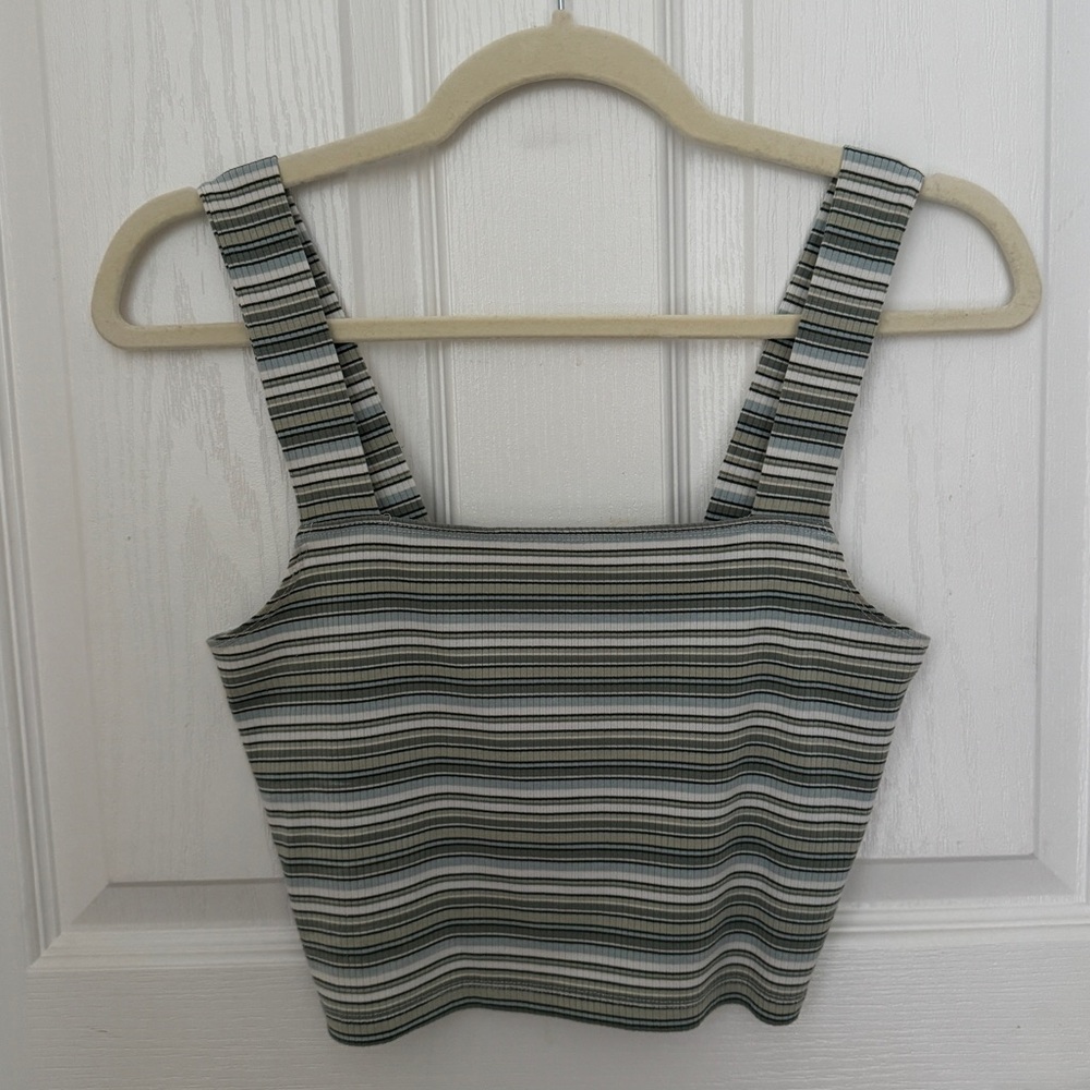 American Eagle Outfitters Black and White Striped Crop Top